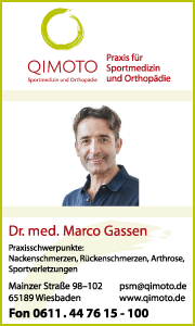 Qimoto Praxis für Sportmedizin und Orthopädie, Dr. med. Marco Gassen. Praxisschwerpunkte: Nackenschmerzen, Rückenschmerzen, Arthrose, Sportverletzungen, Wiesbaden